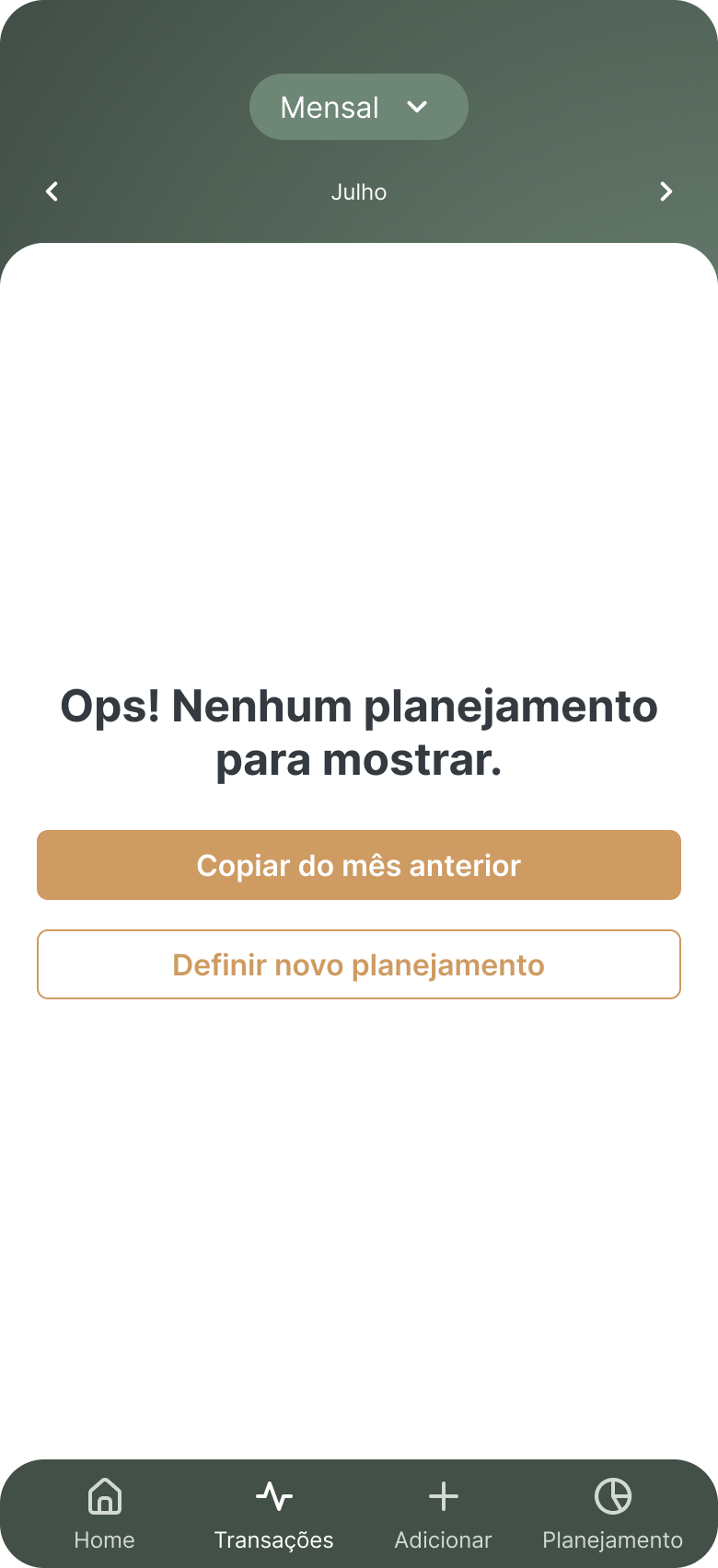 Planejamento - Empty state
