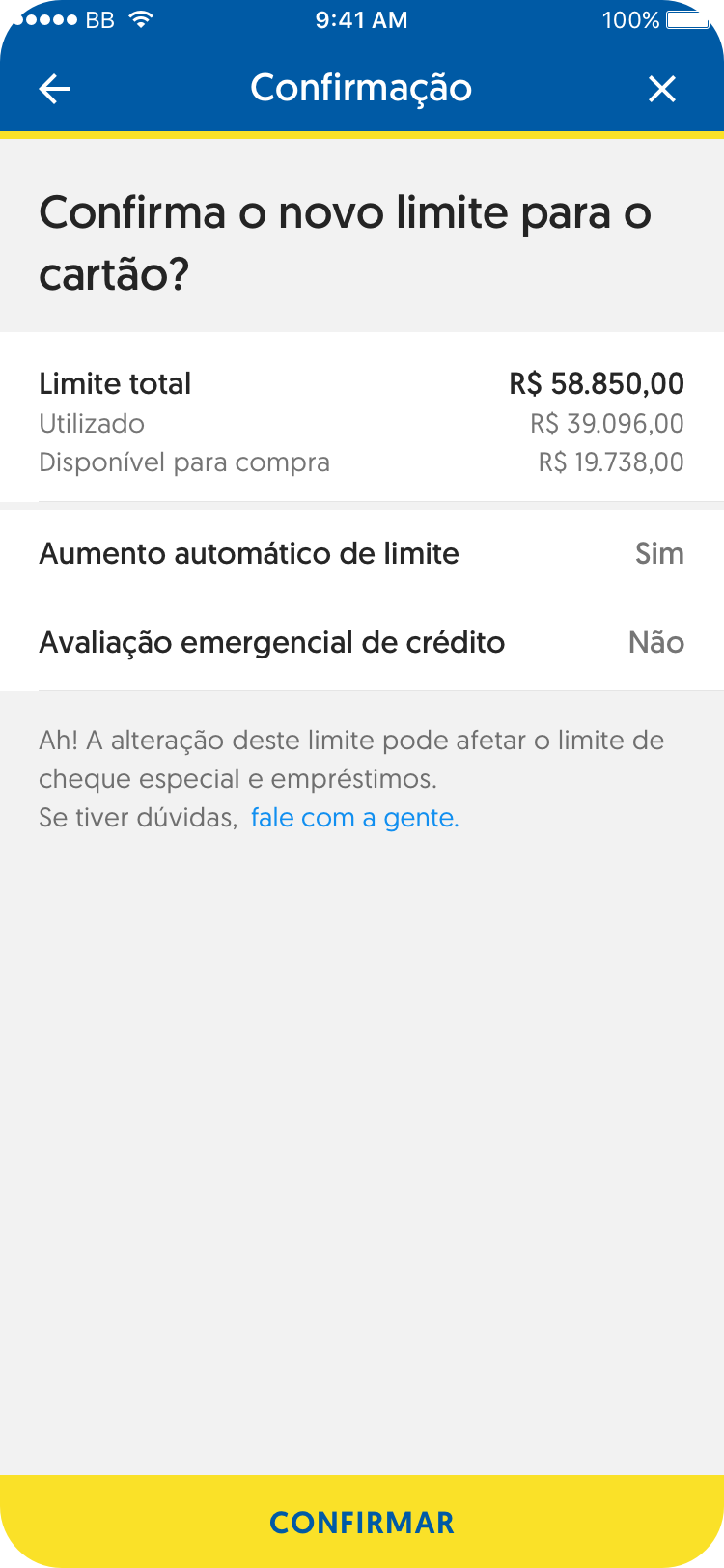 Cartões Ajuste de limite confirmação Copy